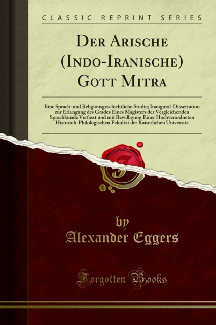 Book Cover for Der Arische (Indo-Iranische) Gott Mitra by Eggers, Alexander