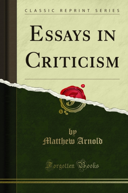 Book Cover for Essays in Criticism by Matthew Arnold