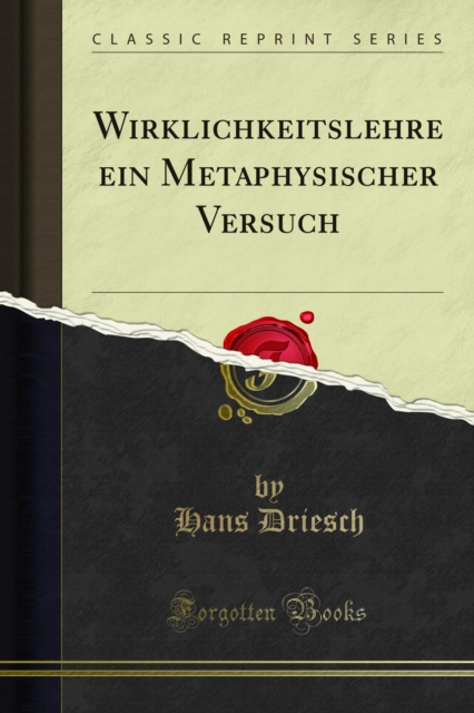 Book Cover for Wirklichkeitslehre ein Metaphysischer Versuch by Hans Driesch