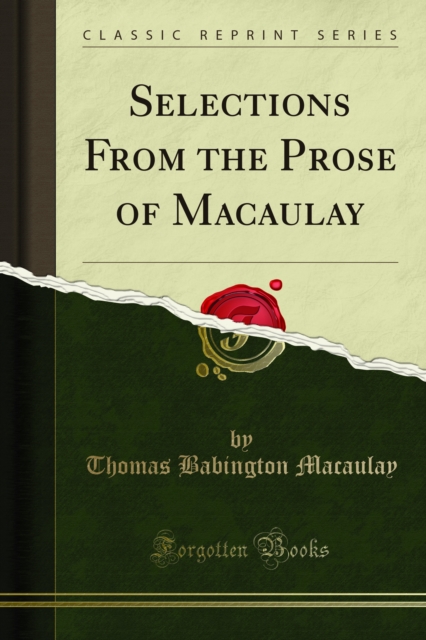 Book Cover for Selections From the Prose of Macaulay by Thomas Babington Macaulay