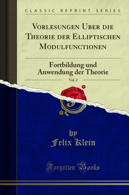 Book Cover for Vorlesungen U?ber die Theorie der Elliptischen Modulfunctionen by Felix Klein