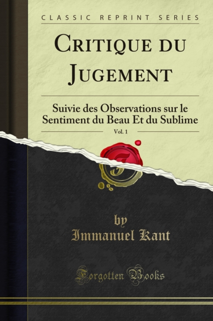 Book Cover for Critique du Jugement by Immanuel Kant