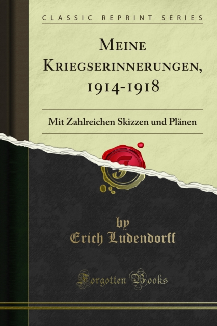 Book Cover for Meine Kriegserinnerungen, 1914-1918 by Erich Ludendorff