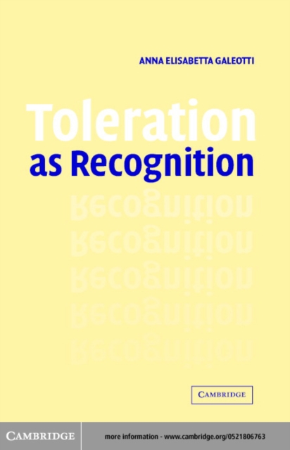 Book Cover for Toleration as Recognition by Anna Elisabetta Galeotti