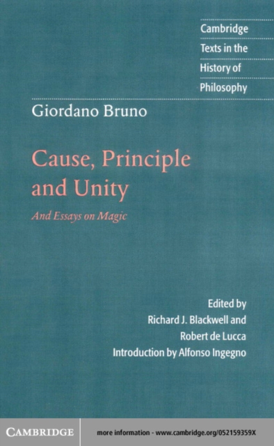 Book Cover for Giordano Bruno: Cause, Principle and Unity by Giordano Bruno