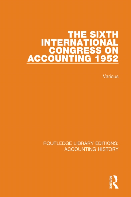 Book Cover for Sixth International Congress on Accounting 1952 by Various