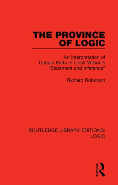 Book Cover for Province of Logic by Richard Robinson