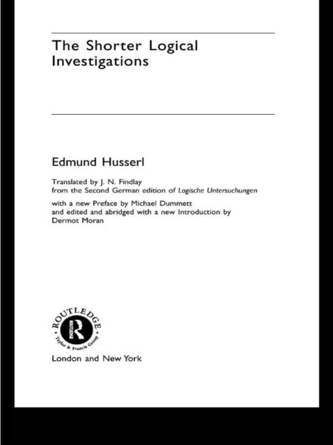 Book Cover for Shorter Logical Investigations by Edmund Husserl
