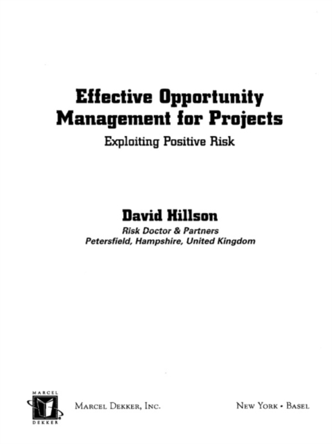 Book Cover for Effective Opportunity Management for Projects by David Hillson