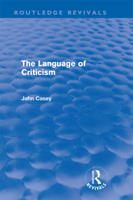 Book Cover for Language of Criticism (Routledge Revivals) by John Casey