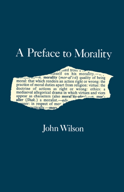 Book Cover for Preface to Morality by John Wilson