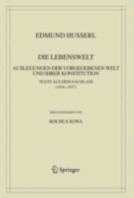 Book Cover for Die Lebenswelt by Edmund Husserl
