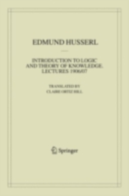 Book Cover for Introduction to Logic and Theory of Knowledge by Edmund Husserl