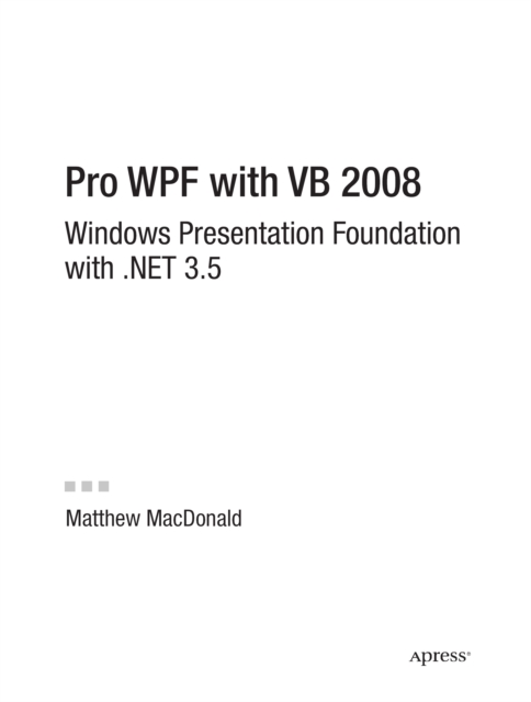 Book Cover for Pro WPF with VB 2008 by Matthew MacDonald