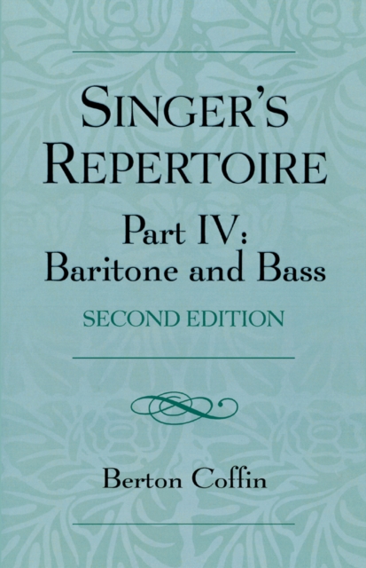 Book Cover for Singer's Repertoire, Part IV by Berton Coffin