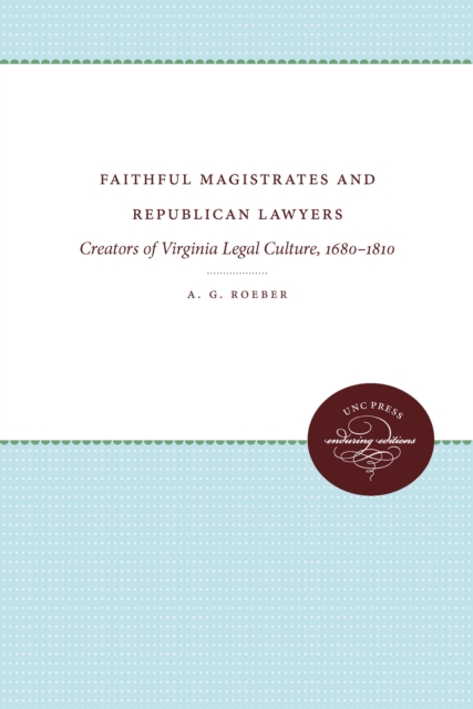 Book Cover for Faithful Magistrates and Republican Lawyers by A. G. Roeber