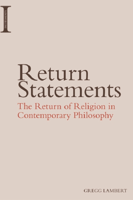 Book Cover for Return Statements by Gregg Lambert