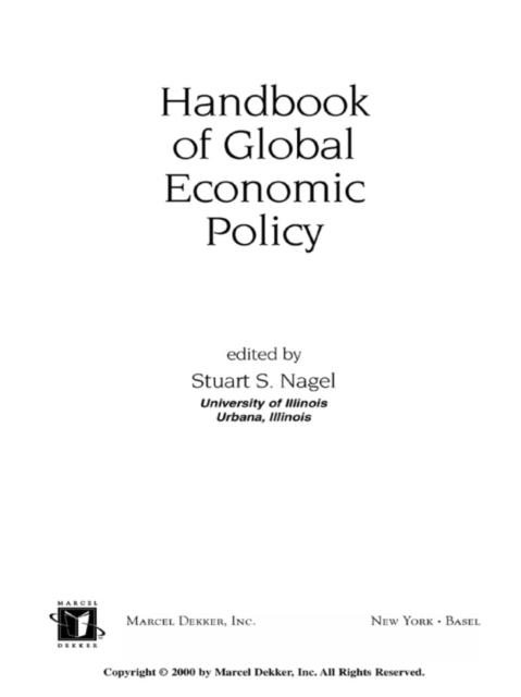 Book Cover for Handbook of Global Economic Policy by Stuart Nagel