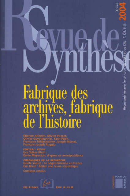 Book Cover for Fabrique des archives, fabrique de l’histoire by Collectif