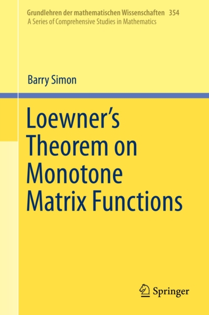 Book Cover for Loewner's Theorem on Monotone Matrix Functions by Barry Simon