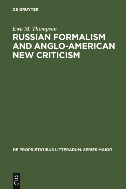 Book Cover for Russian Formalism and Anglo-American New Criticism by Thompson, Ewa M.