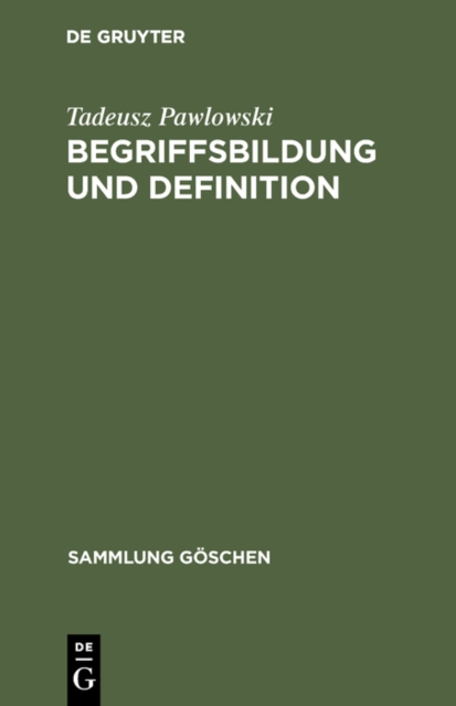 Book Cover for Begriffsbildung und Definition by Pawlowski, Tadeusz