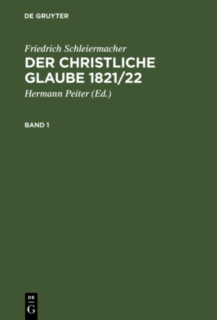 Book Cover for Der christliche Glaube 1821/22 by Friedrich Schleiermacher