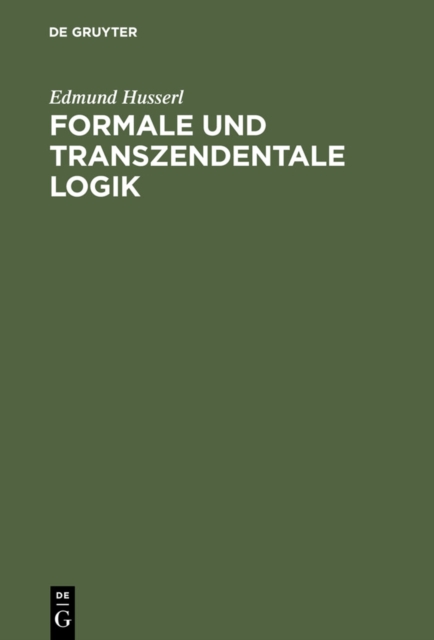 Book Cover for Formale und transzendentale Logik by Edmund Husserl