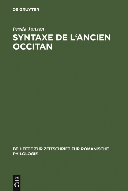 Book Cover for Syntaxe de l''ancien occitan by Frede Jensen