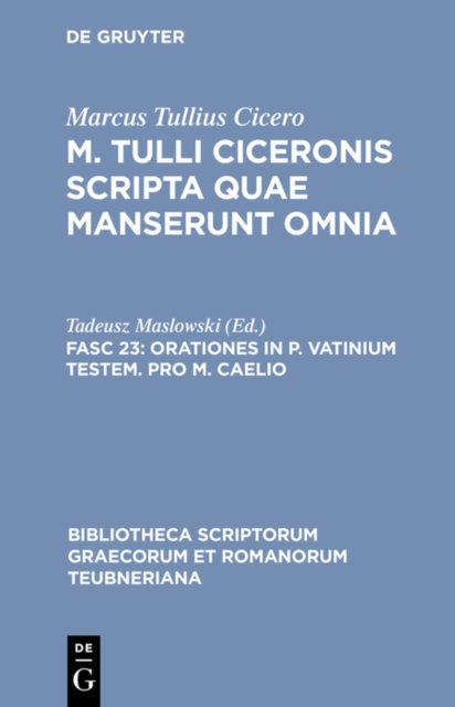 Book Cover for Orationes in P. Vatinium testem. Pro M. Caelio by Marcus Tullius Cicero