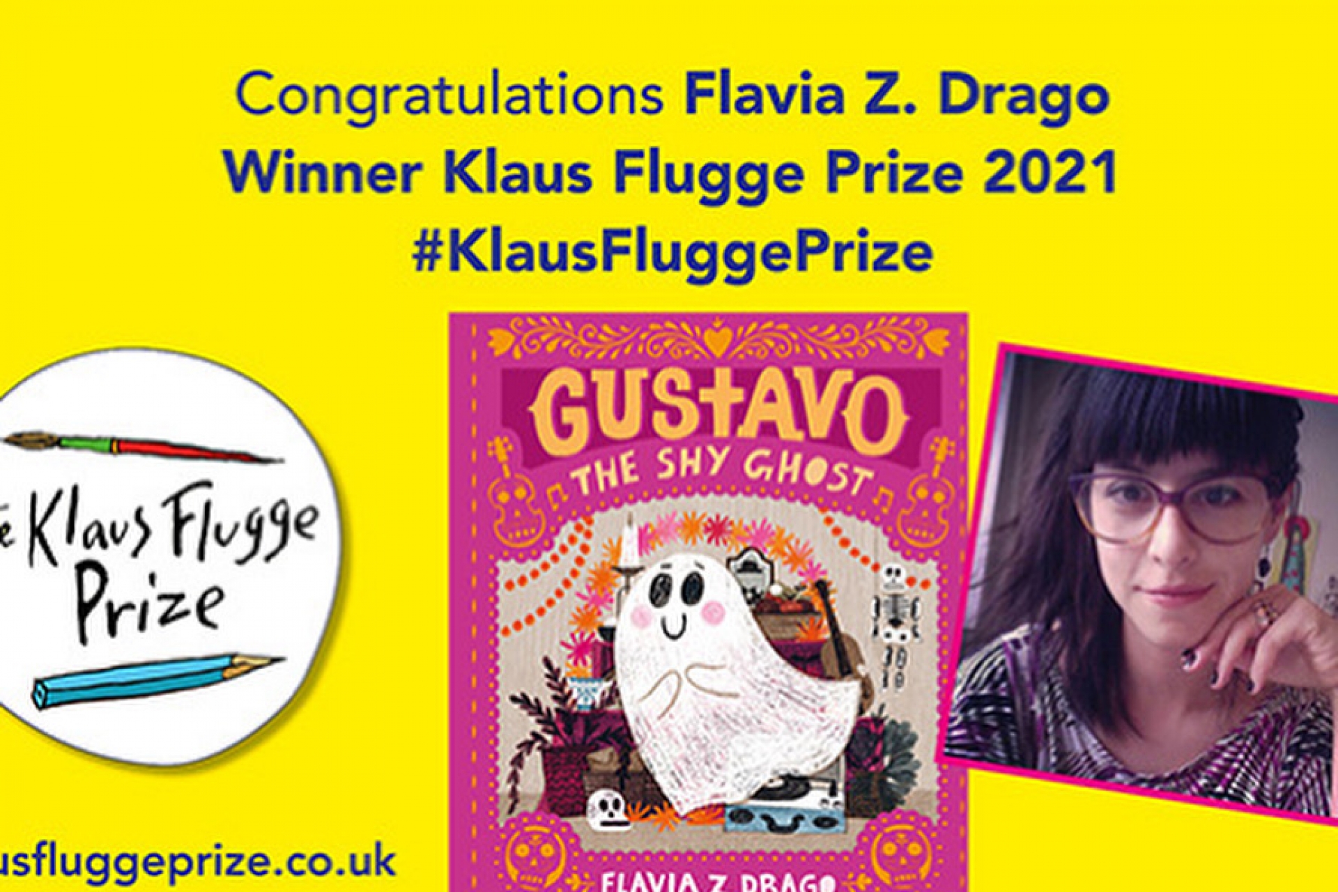 Flavia Z. Drago wins the 2021 Klaus Flugge Prize for Gustavo, the Shy Ghost