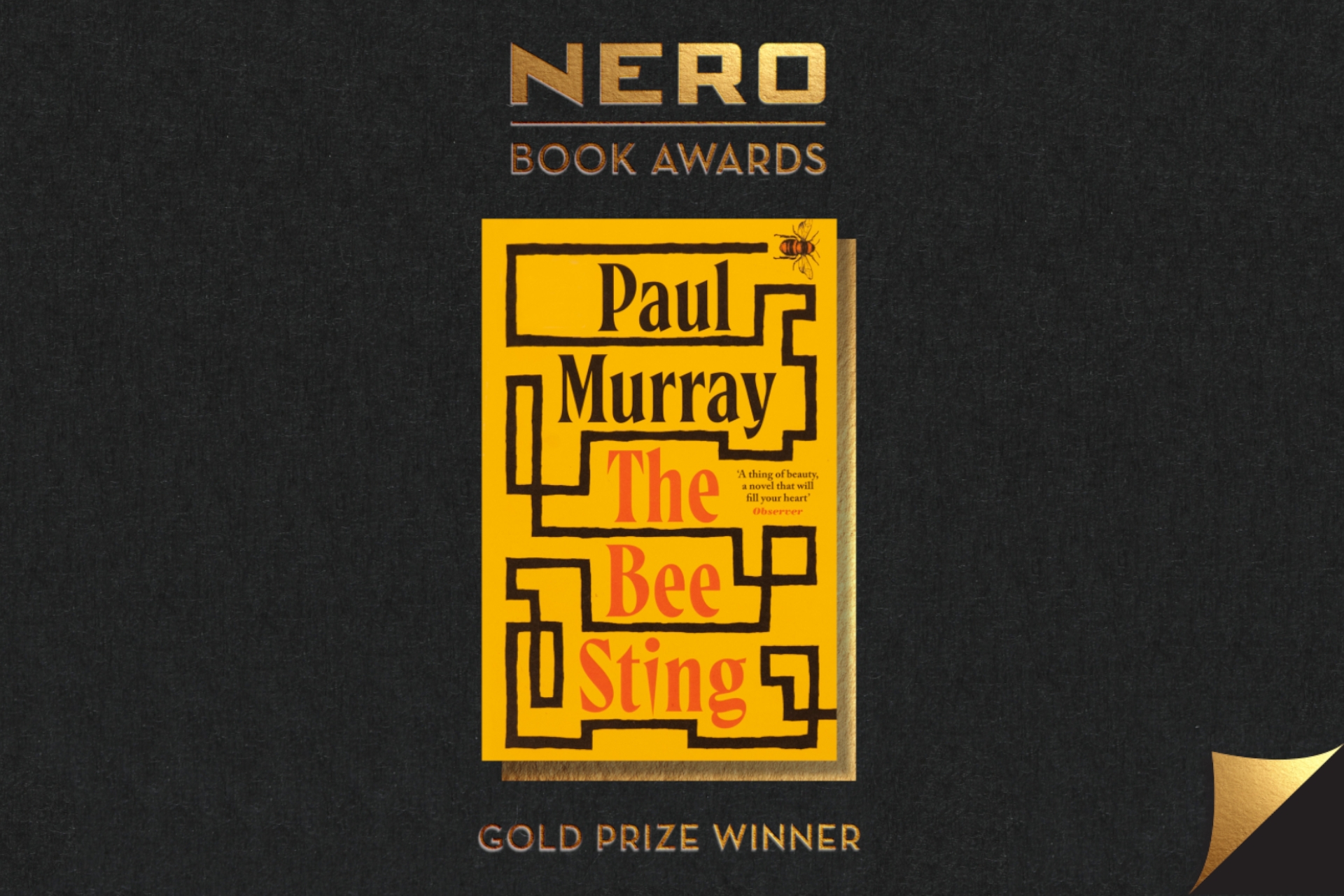 The Bee Sting by Paul Murray takes Inaugural Nero Gold Prize 2023 Book of the Year.