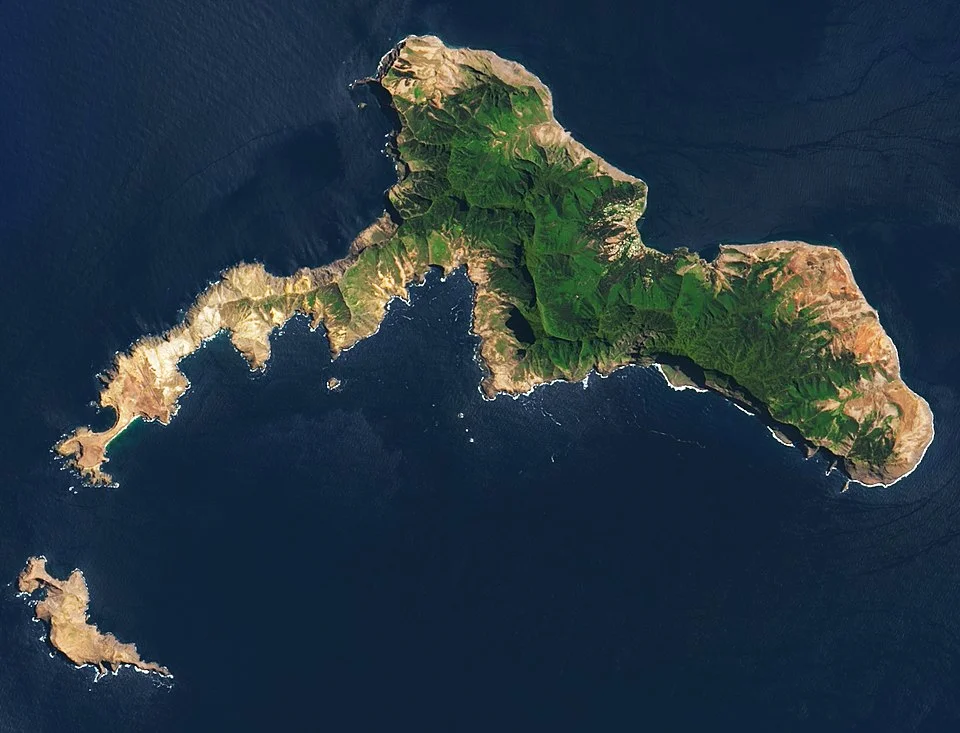 Vista de la isla Robinson Crusoe, Juan Fernández
