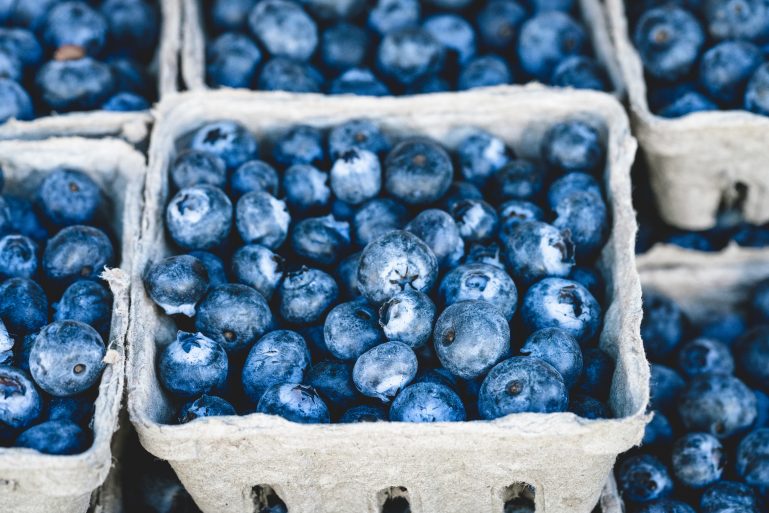 crates of blueberries