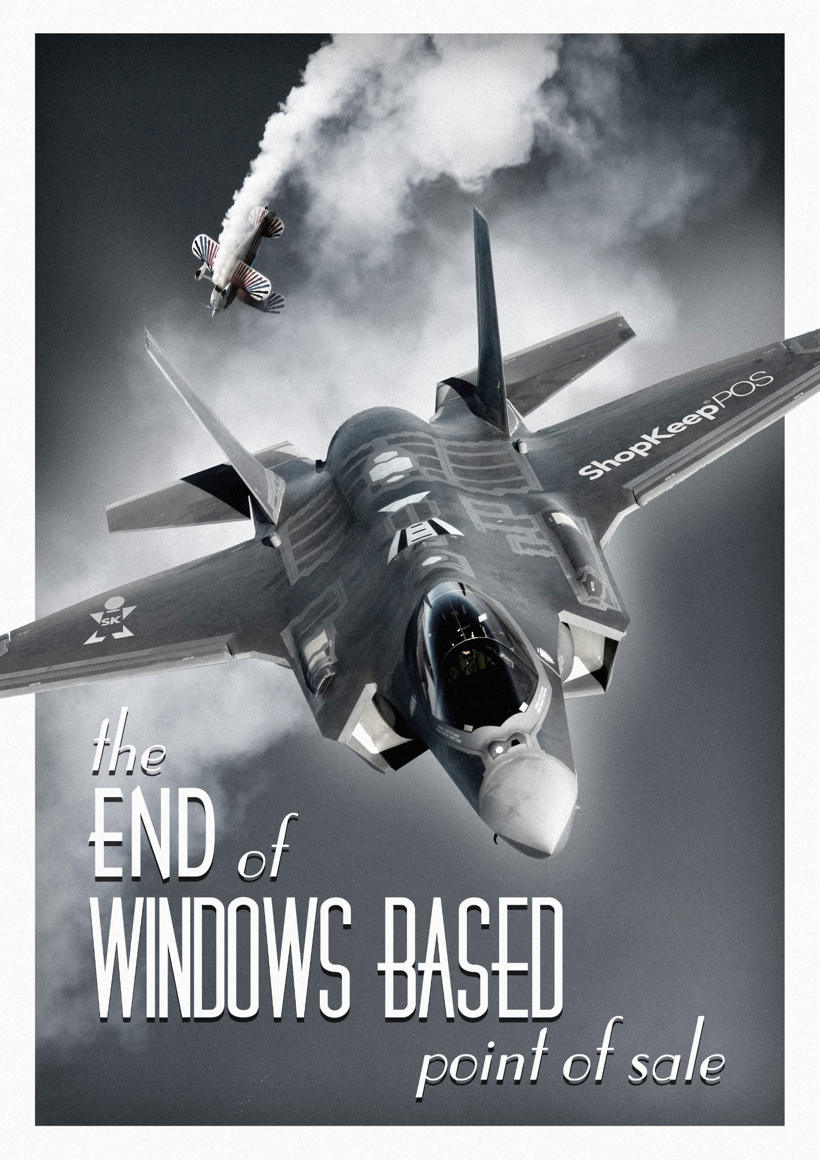 The End of Windows Based Point of Sale, ShopKeep Fighter Jet shooting XP Bi-Plane out of the sky