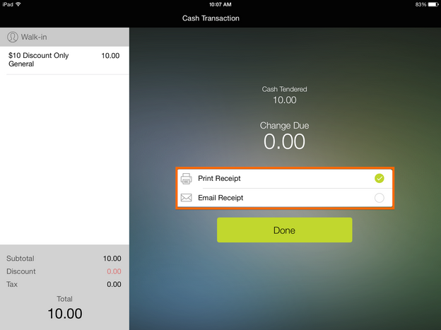 ShopKeep Tappable Email and Print Receipt