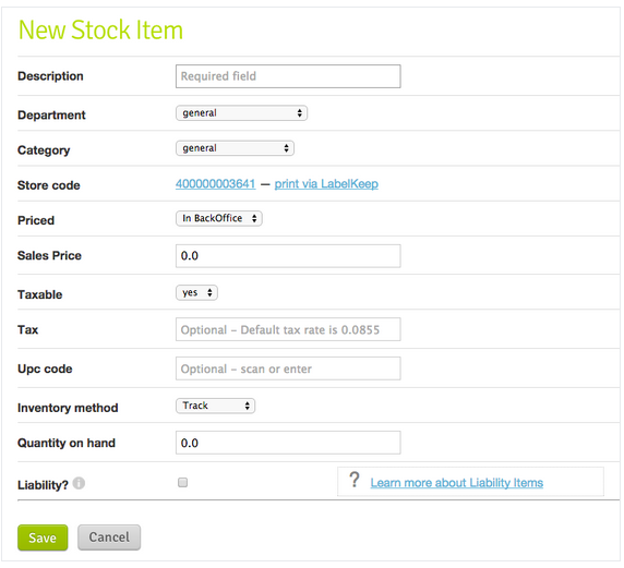 shopkeep Stock Item Level Tax