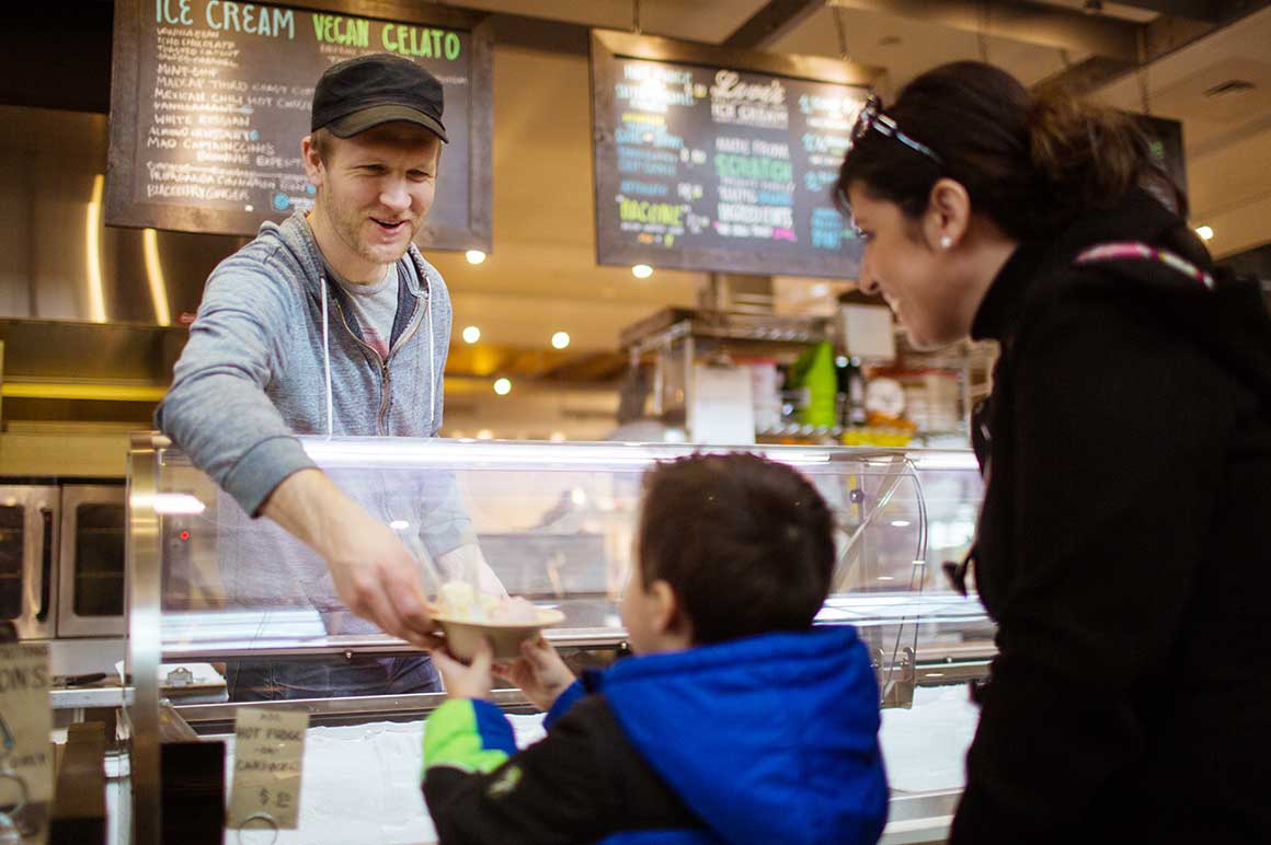 small business employee in ice cream shop