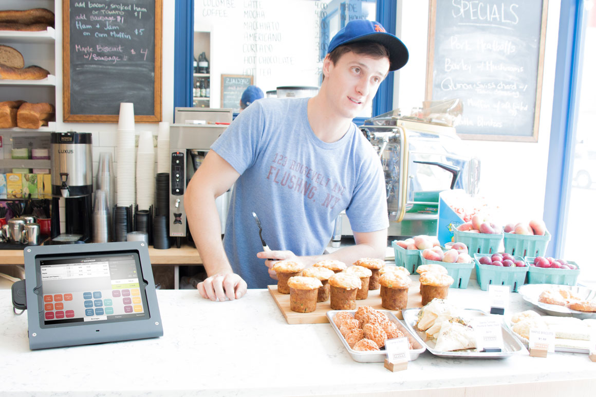 baker with his POS software