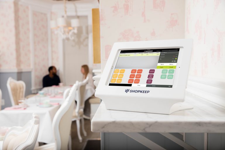 A picture of a ShopKeep terminal in a restaurant.