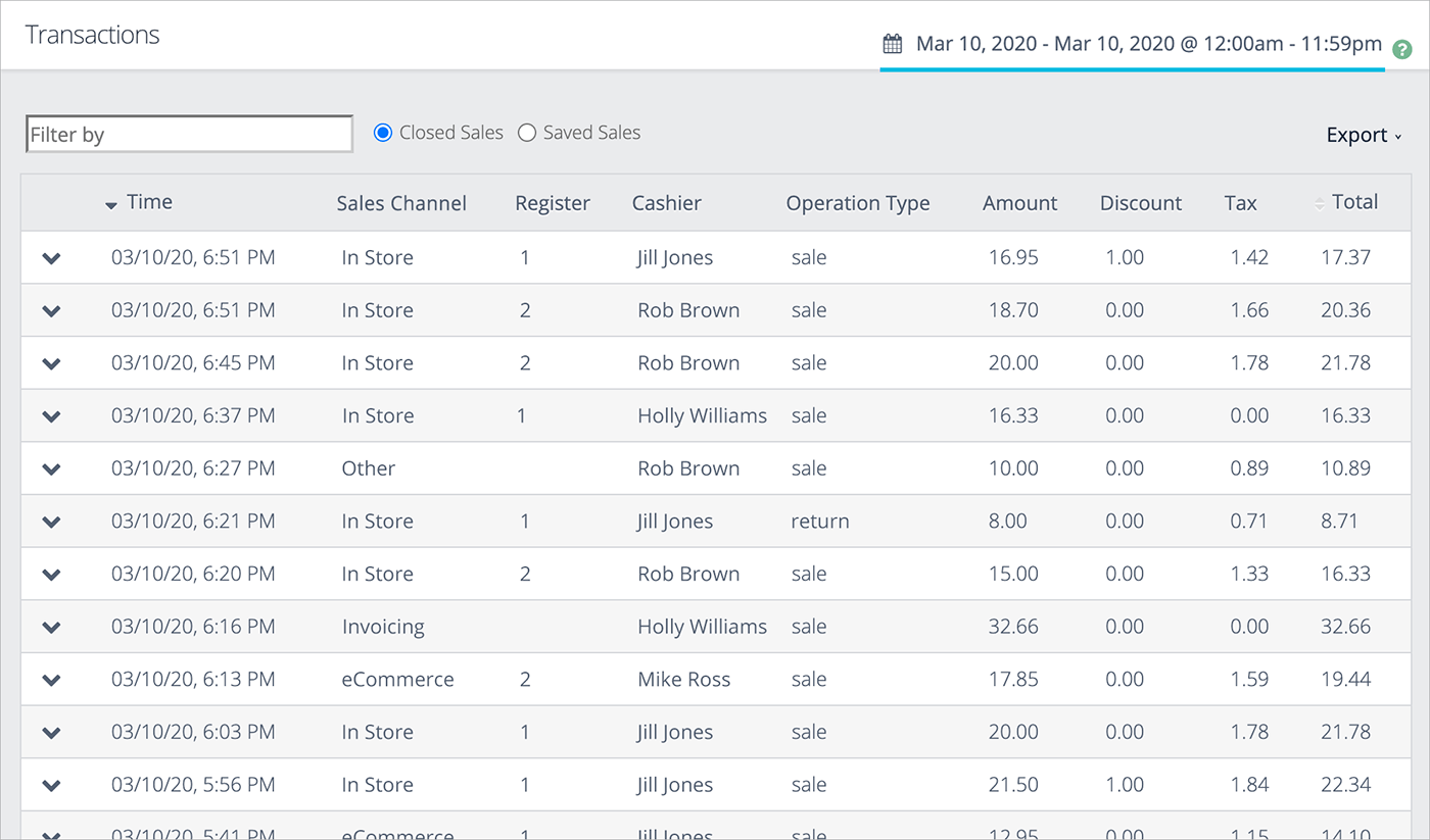 Transactions Report | Lightspeed S-Series Support