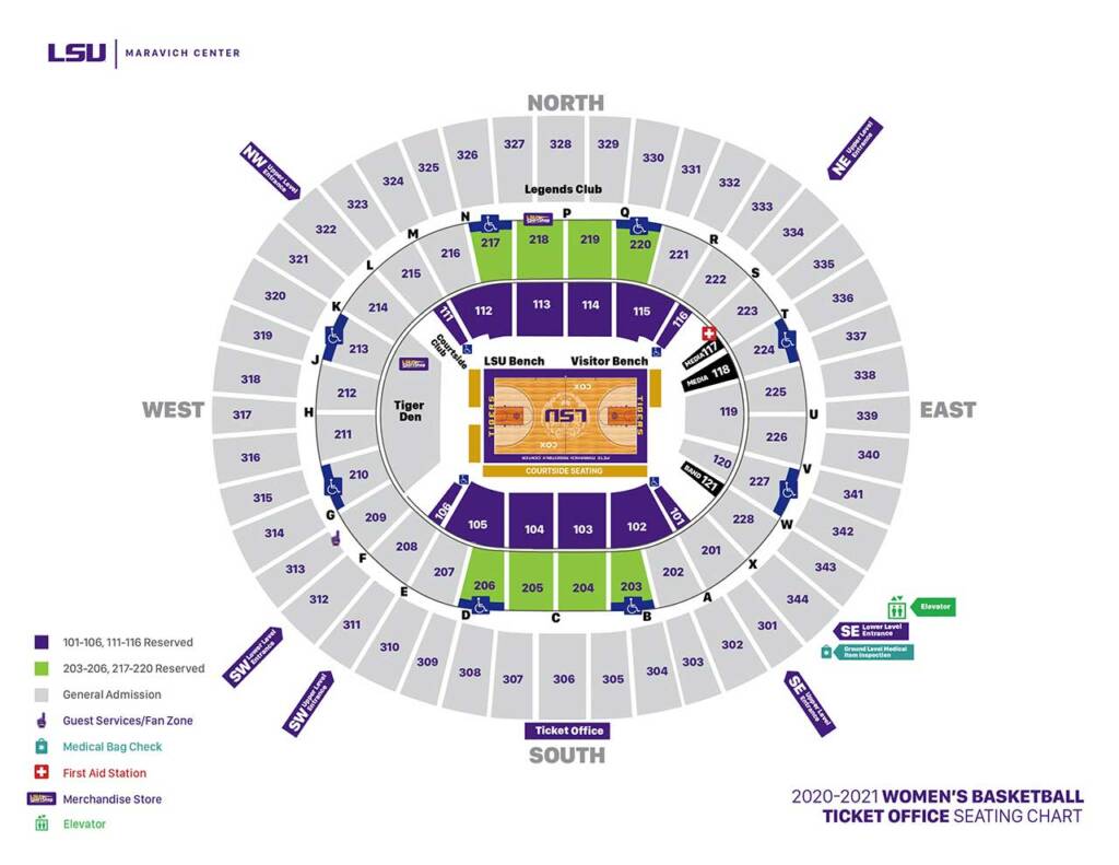 2020-21 LSU Womens Basketball Seating Chart