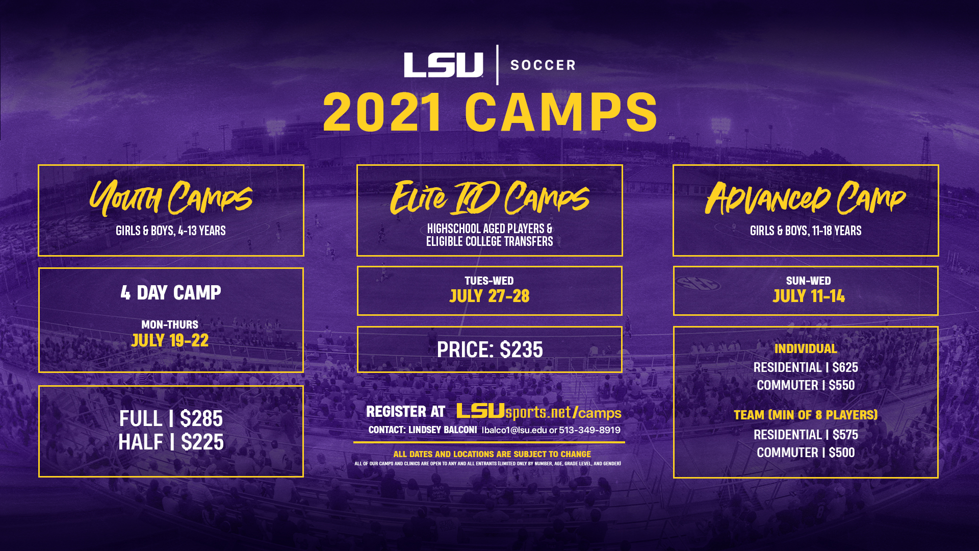 LSU Soccer Camps LSU