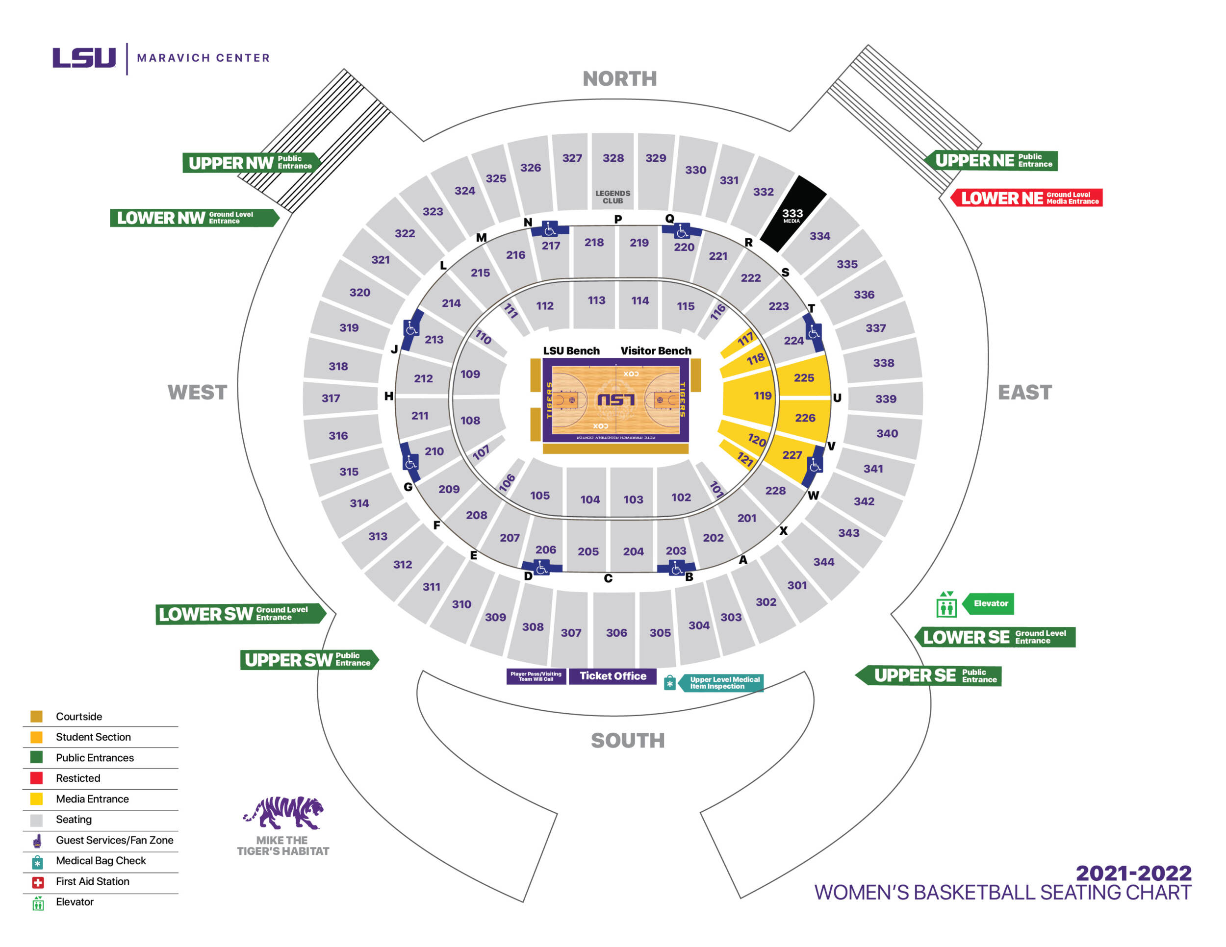 LSU Women's Basketball Seating Chart Maravich Center (PMAC)