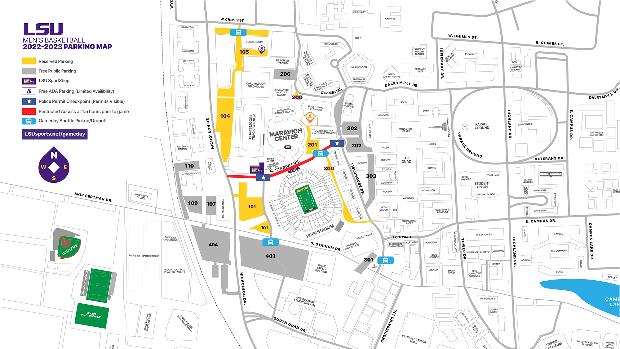 LSU Men's Basketball Parking Map
