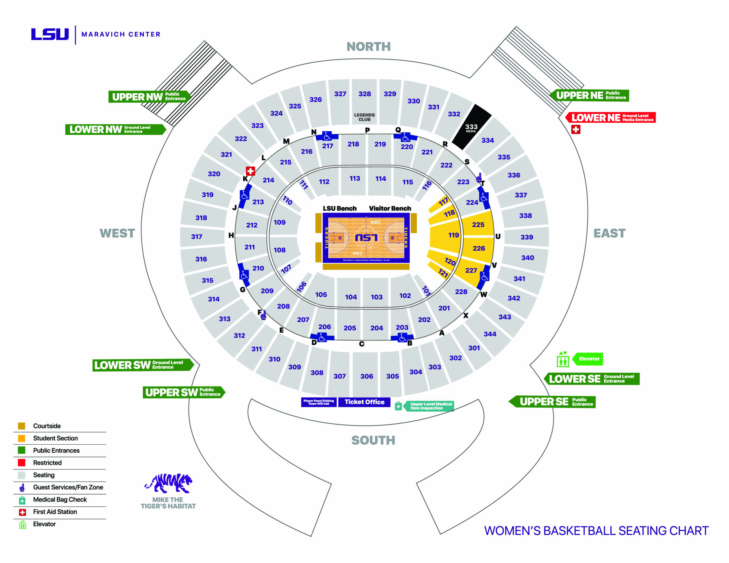 LSU Women's Basketball Seating Chart Maravich Center (PMAC)