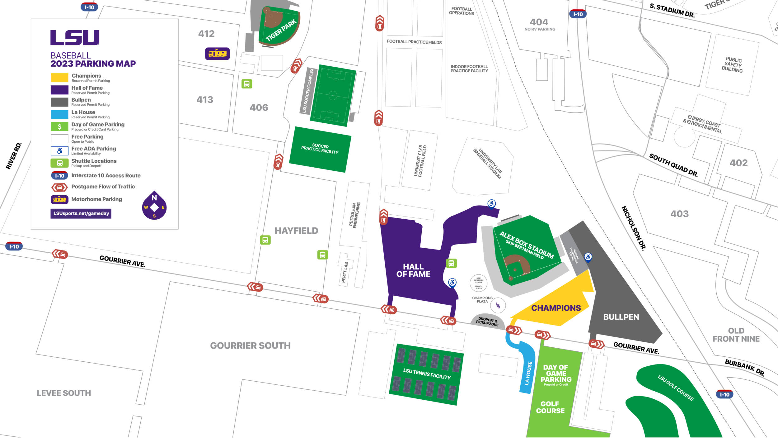 LSU Baseball Parking Information, Map and Policies