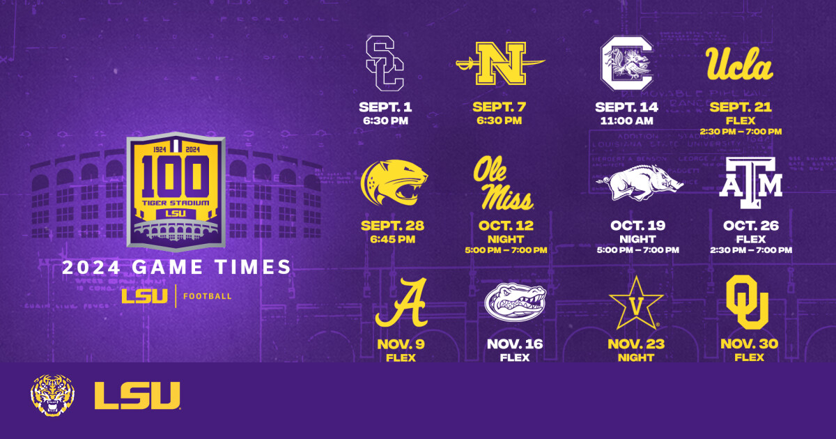 ESPN Announces Kickoff Windows for 2024 LSU Football Schedule – LSU