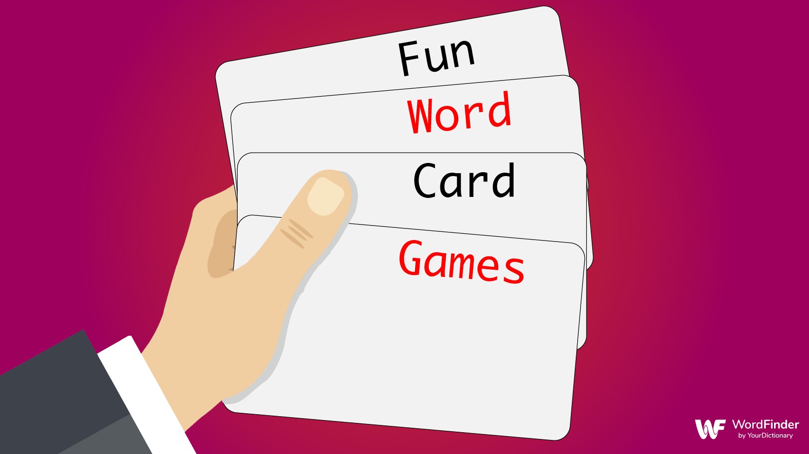 hand holding cards for word games