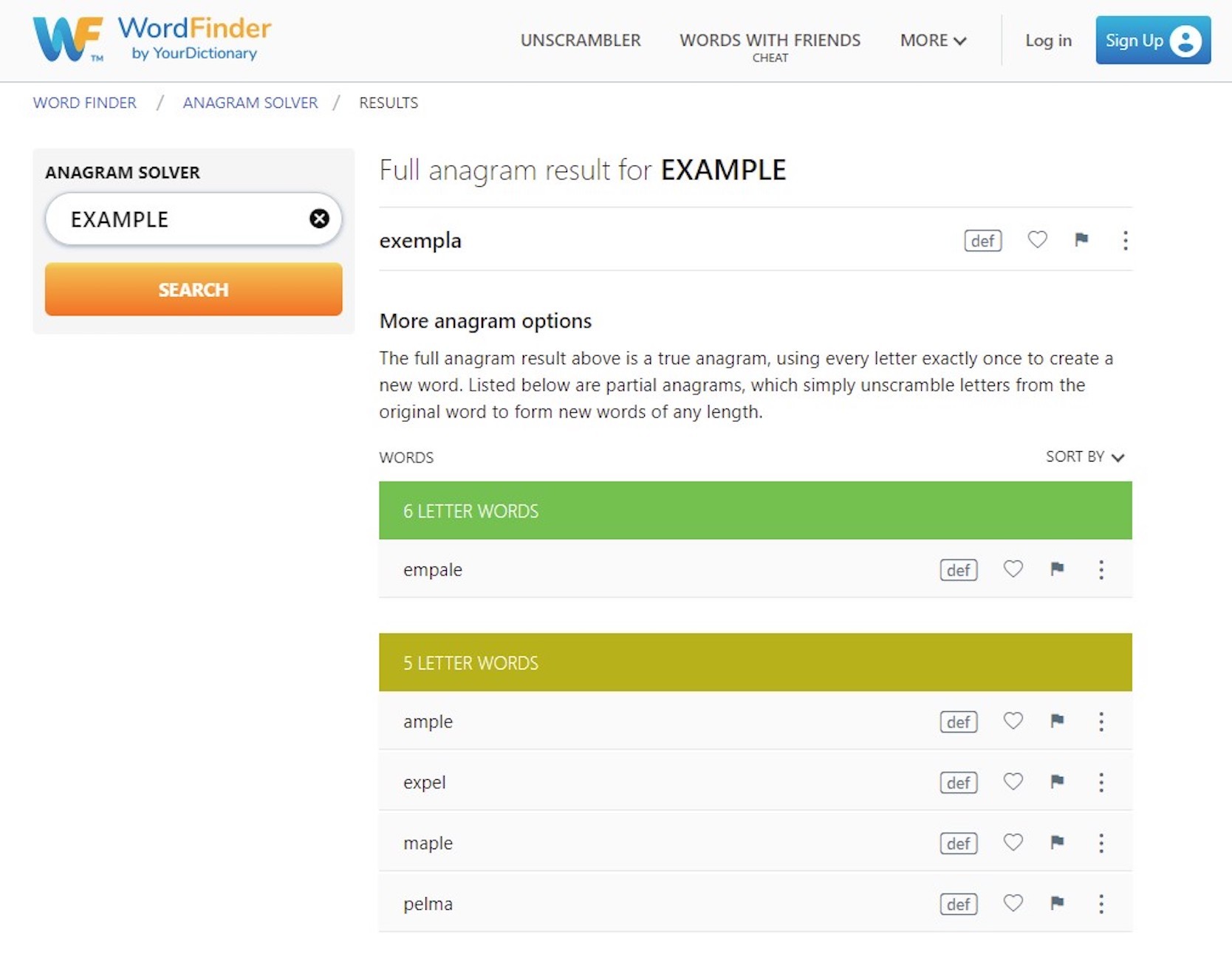 WordFinder anagram solver desktop